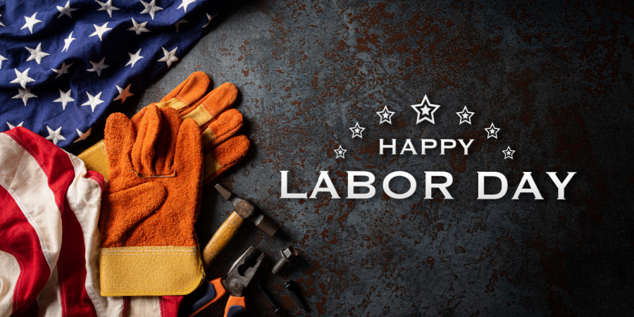 Happy Labor day concept. American flag with different construction tools | honoring skilled labor