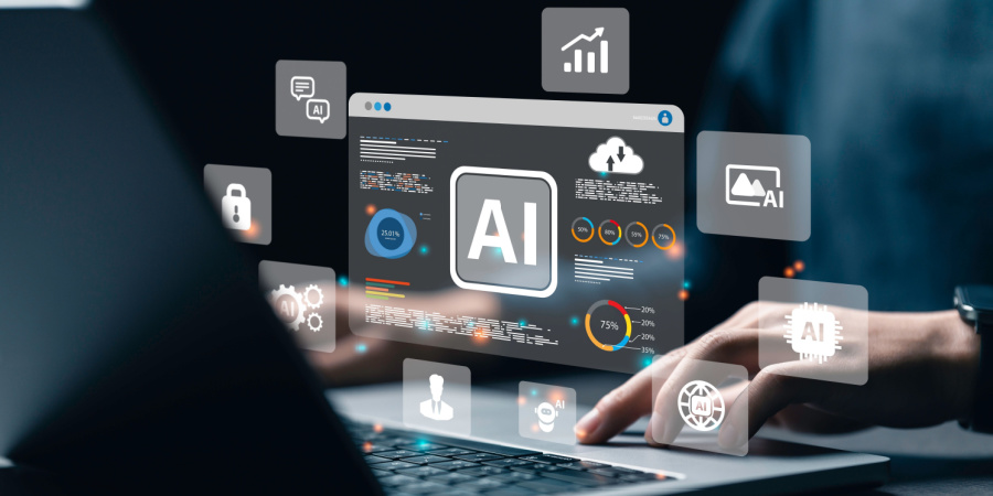 concept image of elearning LMS platform using artificial intelligence