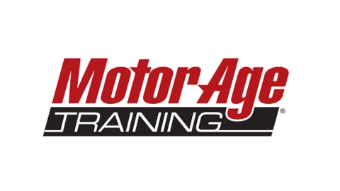 Motor Age Training automotive technician working on advanced vehicle diagnostics and ASE certification preparation
