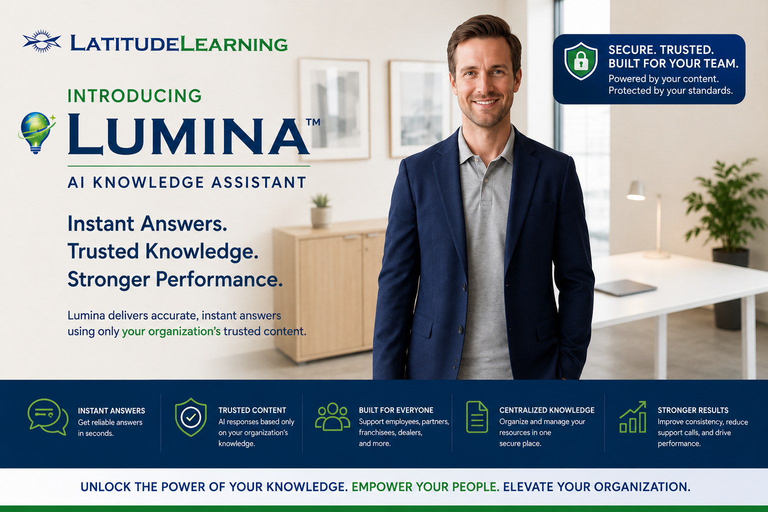 Lumina AI Knowledge Assistant from LatitudeLearning provides instant answers using trusted organizational content to improve workforce performance.